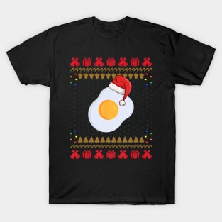 Fried Egg Santa Hat Christmas T-Shirt